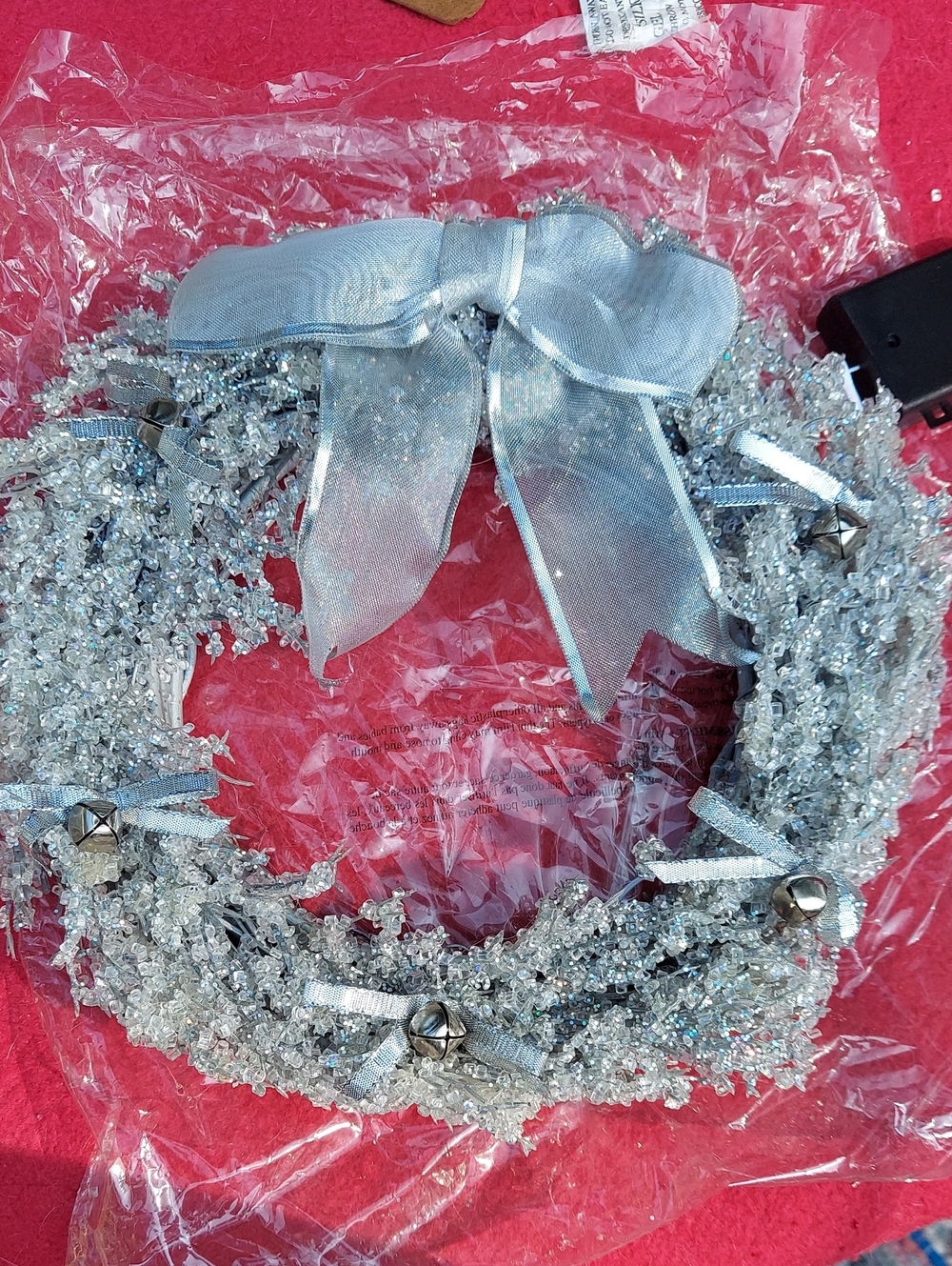Silver Sparkle Ribbon Wreath